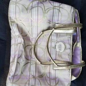 Coach Signature Striped Tartan Carry All